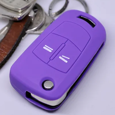 Produktbild von Auto Schlüssel Hülle Silikon Schutz Cover Lila kompatibel mit OPEL Astra Vectra Corsa Zafira Signum bis 2008 2 Tasten Klappschlüssel
