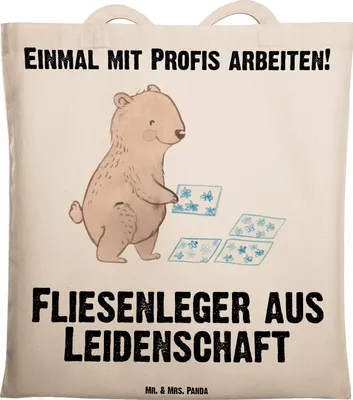 Produktbild von Mr. & Mrs. Panda Uni Tasche Fliesenleger Leidenschaft - Transparent - Geschenk, Handwerk, Einkaufstasche, Tote Bag, Jutebeutel, Laptoptasche, Shopping, Beruf, Spruch