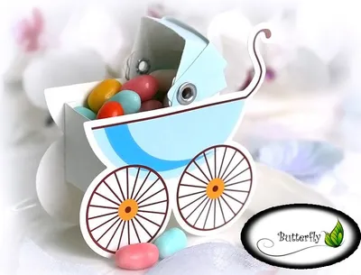 Produktbild von 10 Stk. Gastgeschenke Kinderwagen, Farbe:hell blau