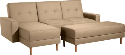 Produktbild von Max Winzer Funktionssofa mit Hocker Just Cool - Flachgewebe sand - Maße: 230 x 144 x 92 cm
