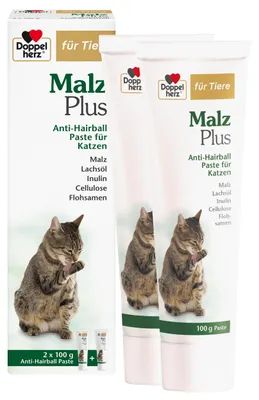 Productafbeelding van Doppelherz voor dieren, Molsplus Anti-Haarbalpasta voor katten - met mout, zalmolie, inuline, cellulose en lijnzaad - 200 gram pasta