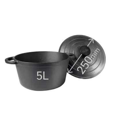 Produktbild von BIOL Gusseisen Topf mit Deckel Ø 25 cm 5L für Küche Backen Schmoren Braten Antihaftwirkung Für alle Herdarten geeignet