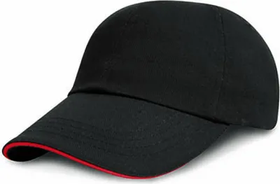 Produktbild von Result Headwear RC024XP | Herren Heavy Brushed Baumwolle Cap / Messingschnalle - Farbe: Black/Red - Größe: One Size