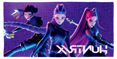 Produktbild von K Pop Demon Hunters Offiziell Lizenziertes Handtuch | Superweiches Gefühl, Clash-Design mit Zoey, Mira und Rumi | Perfekt für Zuhause, Bad, Strand und Schwimmbad | 100% Baumwolle | 140 cm x 70 cm