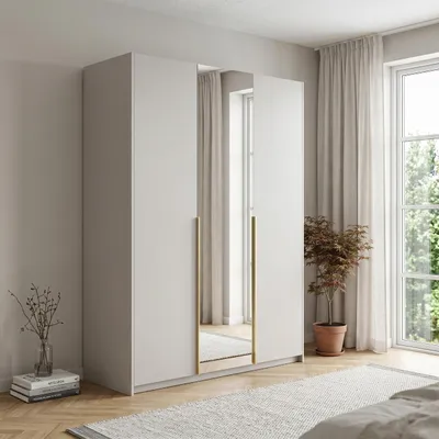 Produktbild von Masseno Drehtürenschrank THALIA 148/204/58cm 3-türig mit Spiegel Kaschmir