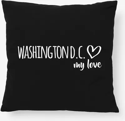 Produktbild von Huuraa Kissen Washington D.C. my love 40x40cm mit Füllung Black Baumwolle Dekokissen Geschenkidee
