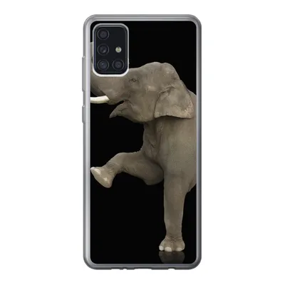 Produktbild von MuchoWow® Handyhülle Schutzhülle Hülle für Samsung Galaxy A52 5G Elefant - Tiere - Schwarz - Porträt Silikon Softcase Handy Hülle - Umschlag