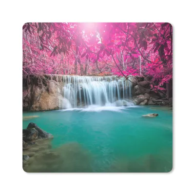 Produktbild von MuchoWow® Mauspad Mousepad Wasserfall - Baum - Rosa - Natur 20x20 cm - Mousepads - Maus Mat - Pad - Mausunterlage - Desk Mat - Bureauartikeln