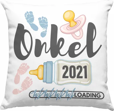 Produktbild von Trendation - Onkel 2022 Loading Deko-Kissen mit Füllung 40x40 Werdender Onkel Schwangerschaft Ankündigung Bruder (Blau)