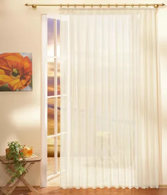 Obrázok produktu pre Voilový panel s volánmi, 250 x 300 cm, krémová farba