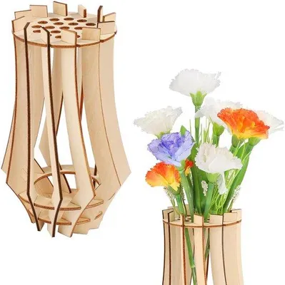 Obrázek produktu pro Dřevěné vázy na květiny – dekorace – 1 ks – 18,5 x 10,5 cm – vysoce kvalitní materiál