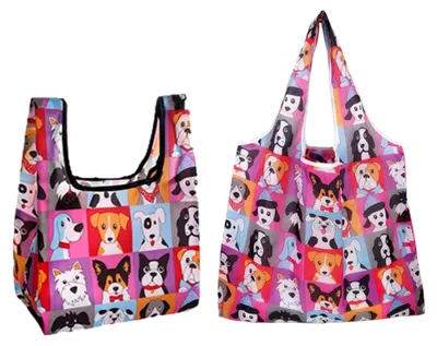 Produktbild von 1 Stück Cartoon-Hund-Einkaufstasche Und 1 Stück Cartoon-Hund-Lunchbox-Tasche, Einkaufstasche Mit Großer Kapazität, Tragbare Faltbare Aufbewahrungstasche