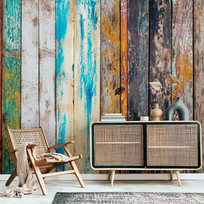 Produktbild von Vlies Fototapete - Wooden Rainbow 150x105 cm Muster f-C-0424-a-a