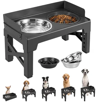Image de Gamelle surélevée pour chien, en acier inoxydable 304, avec fonction anti-étouffement, pour une alimentation saine