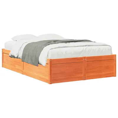 Produktbild von vidaXL Massivholzbett ohne Matratze Wachsbraun 120x200 cm Kiefernholz