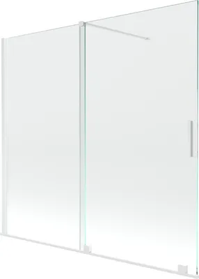 Produktbild von Mexen Velar 2-Flügel-Badewannenwand Regulierbare 170 x 150 cm, transparent, Weiß - 896-170-000-01-20