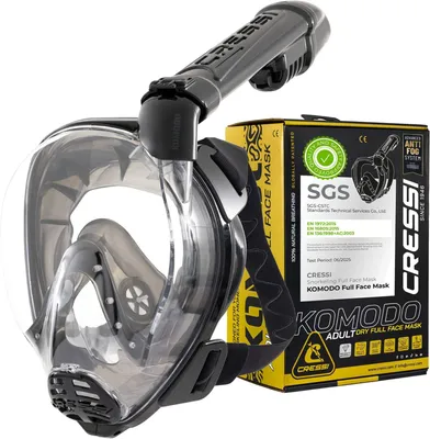 Produktbild von Cressi Komodo Schnorchelset, Schnorchelmaske, Schwarz/Schwarz, M/L
