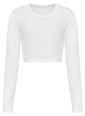 Image de Awdis - Haut court pour femmes à manches longues LT5458 (M) (blanc uni)