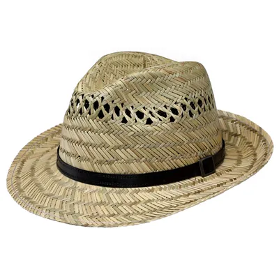 Produktbild von Fiebig Strohhut Fedora mit Kunstlederband Natur Gr. 63