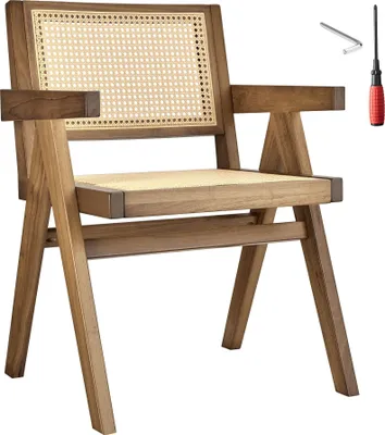 Image de Chaise de salle à manger LISSY avec cannage viennois au style bohème - Chêne clair, par pièce