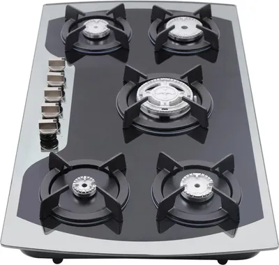 Obrázek produktu pro Vařič na plyn – vestavný – proplynové a zemní plyny – tvrzené sklo 7 mm – 10,25 kW – 90x51 cm – černý