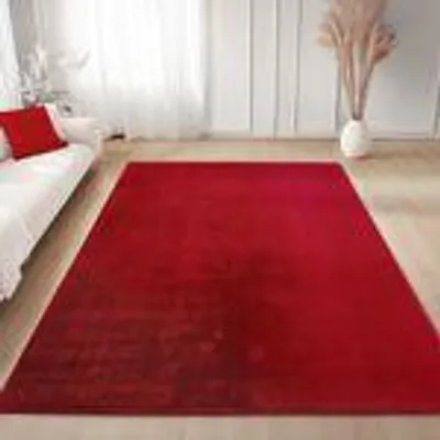 Produktbild von Carpettex Teppich Kurzflor, Einfarbig, Waschbar, Rutschfest, Für Wohnzimmer, Schlafzimmer,Kinderzimmer, Größe: 200 x 280 cm, Farbe: Rot