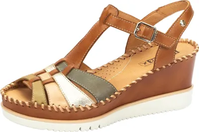 Produktbild von Pikolinos Damen Sandale Leder T-Steg Keilabsatz Schnalle Aguadulce W3Z-1836C1, Größe:38 EU, Farbe:Braun