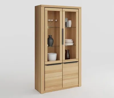 Produktbild von Vitrine Highboard Brest Regal in Kernbuche geölt Teilmassiv Höhe 199cm B. 108cm