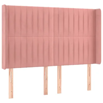 Image de vidaXL Tête de lit avec oreilles rose 147x16x118/128 cm velours