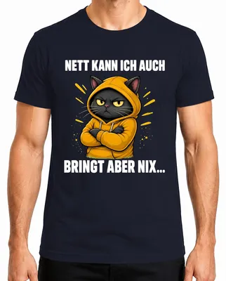 Productafbeelding van Nett, maar kan ook sarcastisch overkomen. Heren T-shirt, marineblauw, maat S