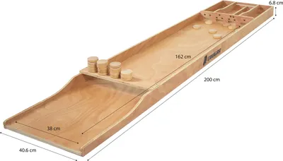 Productafbeelding van Cougar Dutch Shuffle Board Classic Sjoelbak Wedstrijd, Hout | Sjoelbak 200 x 40 cm, 30 schijven | Holle sjoelschijven | Competitieformaat