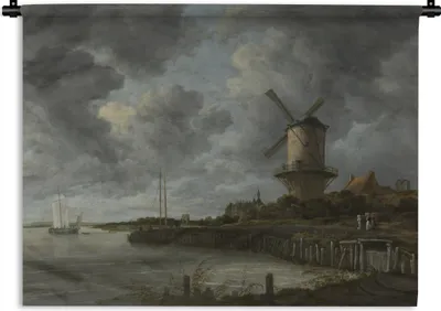 Produktbild von MuchoWow® Wandteppich Wandbehang Die Mühle in Wijk bij Duurstede - Gemälde von Jacob van Ruisdael 60x45 cm Tapisserie Dekoration Wandtuch - Das Schlafzimmer