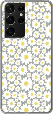 Produktbild von MuchoWow® Handyhülle Schutzhülle Hülle für Telefoonhoesje Samsung Galaxy S21 Ultra Mädchen - Gänseblümchen - Blumen - Muster - Mädchen - Weiß - Kinder - Kinder Silikon Softcase Handy Hülle - Mobiltele