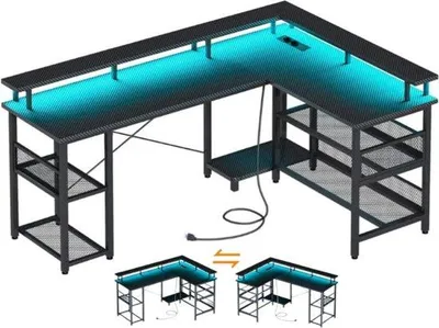 Produktbild von Gaming-Schreibtisch LED 150x102cm umkehrbar 2xUSB Kfz