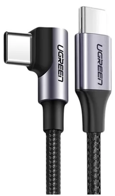 Zdjęcie produktu dla Kabel Ugreen US255 50125 USB-C (prosty) / USB-C (kątowy) PD QC 60W 3A 2m - szary