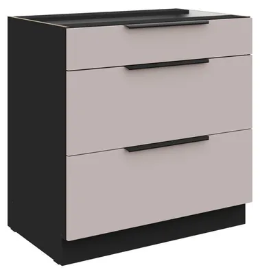 Image de Meuble bas à tiroirs AGAFIJA - largeur 80 cm, cachemire / noir