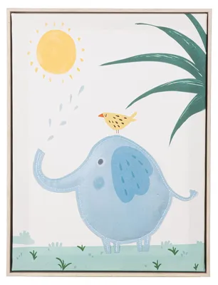 Immagine prodotto di Gilde Bild, rechteckig, Elefant mit Vogel, Elefantenmotiv, Filz, Kunststoff, Leinwand, grün, naturfarben, VE 3 Höhe: 42.00 cm Breite: 32.00 cm Tiefe: 3.00cm 55744