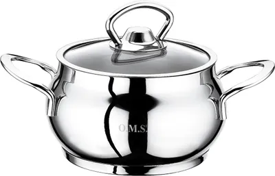 Produktbild von OMS Kochtopf Töpfe Suppentopf Universaltopf 18/10 Edelstahl Induktion Tencere, Liter & Maße:1.7 Liter - 16x10 cm