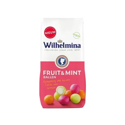 Produktbild von Wilhelmina Fruit & Mint Ballen Vegan Zak (10x200gr)