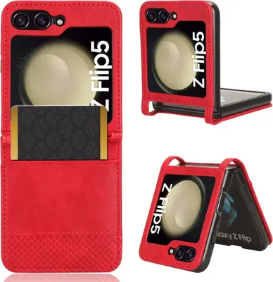 Produktbild von König Design Hülle kompatibel mit Samsung Galaxy Z Flip5 Kunstleder Handyhülle - Handy Case Rot
