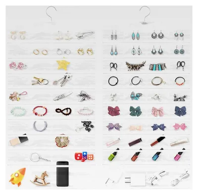 Produktbild von Hängender Schmuckorganizer mit 80 Taschen, doppelseitige Reise-Schmuckrolle, Schmuckhalter mit Haken, 1 Stück
