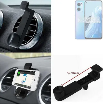 Produktbild von K-S-Trade Lüftungshalterung kompatibel mit Oppo Reno7 5G KFZ-Halterung Autohalterung Handy-halterung Lüftungsgitter Lüftungsschlitze Schwarz