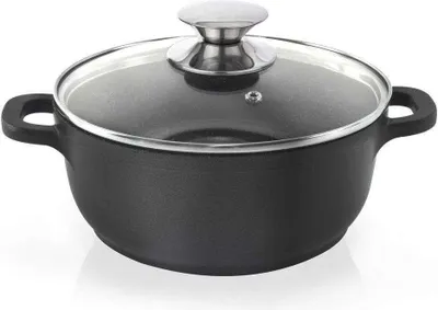 Obrázok produktu pre ORION liaty hliníkový hrniec so sklenenou pokrievkou GRANIT 20 cm | 2,3 l plynová indukcia