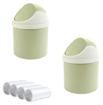 Tischabfalleimer 2er Set mit Deckel, Grün, Mini-Mülleimer