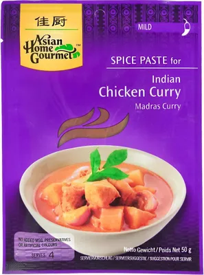Produktbild von [ 50g ] ASIAN HOME GOURMET Würzpaste für Indisches Madras Curryhuhn