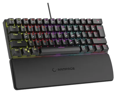 Zdjęcie produktu dla Klawiatura Przewodowa Rampage Plowerk60 Gamingowa Mechaniczna Blue Switch Rainbow Led Czarna