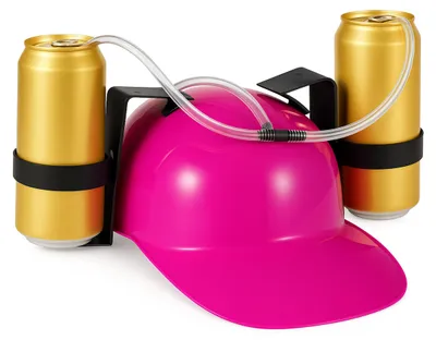 Produktbild von Relaxdays Party Trinkhelm, Helm mit Schlauch, für 2 Dosen Bier, Spaßartikel Fasching u. Fußball, Bierhelm, rosa, KI-generiertes Bild