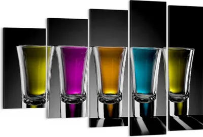 Produktbild von Bild auf Leinwand - Leinwandbild - Gläser Alkohol trinken Saft - 150x100cm - Wand Bild - Wanddeko - Leinwanddruck - Bilder - Kunstdruck - Wanddekoration - Leinwand bilder - Wandkunst - EG150x100-2194