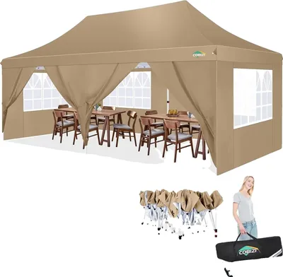 Produktbild von Pavillon, wasserdichtes Gewebe, einfache Montage, Khaki, 3x6m