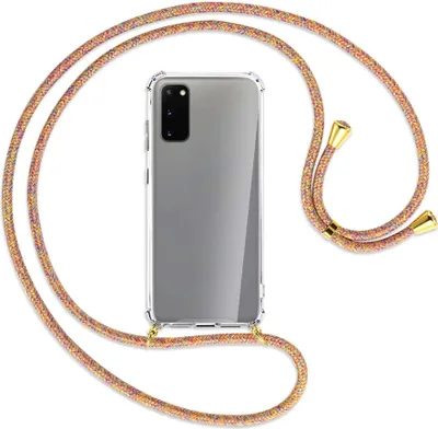 Produktbild von Handykette Backcover-Schutzhülle mit Band (Metall goldfarben) für Samsung Galaxy S20 (G980) - Rainbow